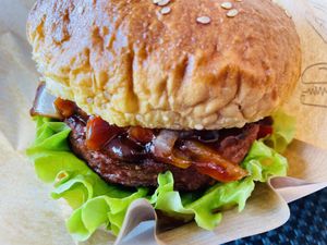 vegan burger  at Burger Grill 351 in Sao Vicente