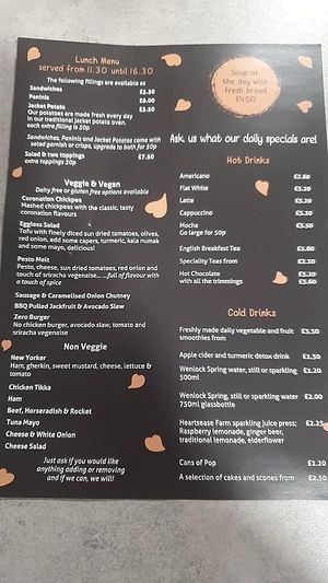 Menu at Cafe Zero + Purely Vegan Bistro in Bridgnorth