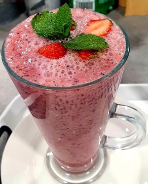 Berry and Banana smoothie at Cafe Zero + Purely Vegan Bistro in Bridgnorth