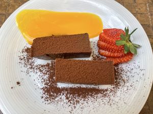 Chocolate panna cotta  at Natural Cafe in Mallorca