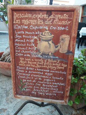 cute sign at Natural Cafe in Mallorca