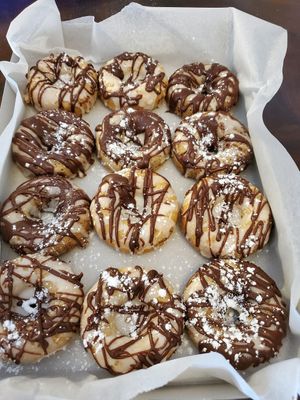 Half Naked Doughnuts with Homegrown Chocolate and Vanilla glaze at Homegrown Vegan Cafe in Harvey