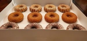 Dozen of assorted Vegan donuts  at Homegrown Vegan Cafe in Harvey