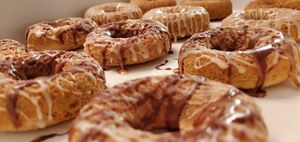 Dozen of assorted Vegan donuts  at Homegrown Vegan Cafe in Harvey