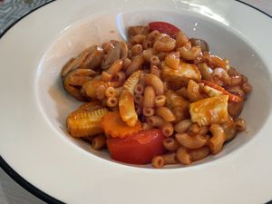 Vegan stir-fried macaroni, 89 baht  at Maeya in Udon Thani
