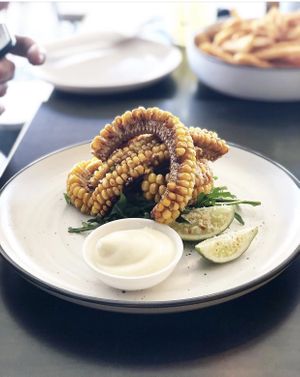 Fried corn ‘ribs’ tossed in chilli salt and served with vegan lime aioli  at Sip. in Mildura