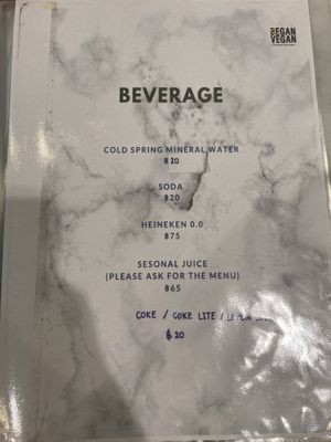 Menu  at Began Vegan in Bangkok