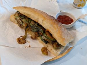 Thai-style submarine sandwich (not to my taste) at Began Vegan in Bangkok