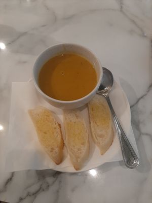 Pumpkin soup :) at Began Vegan in Bangkok