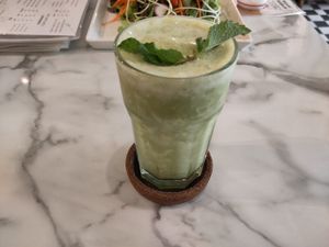Detoxifying herbal smoothie at Began Vegan in Bangkok