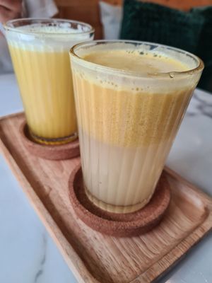 Passion fruit and pineapple juice at Began Vegan in Bangkok
