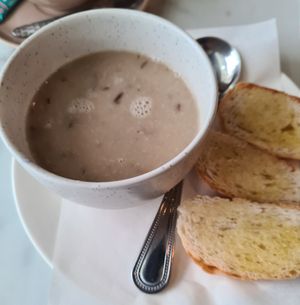 Mushroom soup at Began Vegan in Bangkok
