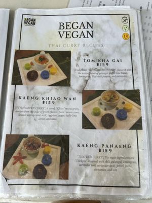 Menu  at Began Vegan in Bangkok