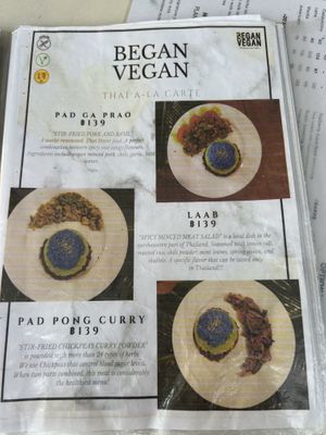 Menu  at Began Vegan in Bangkok