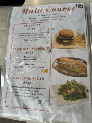 Menu  at Began Vegan in Bangkok