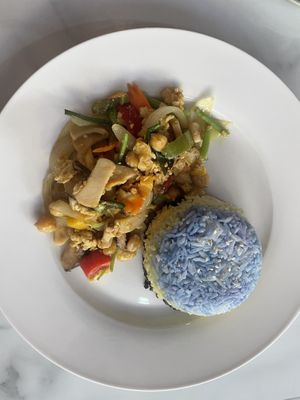 Rice with meat veggies   at Began Vegan in Bangkok