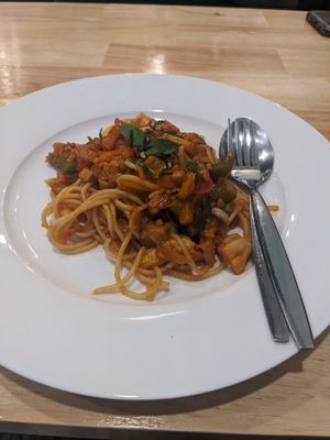 Spaghetti with Tomato Sauce at Began Vegan in Bangkok