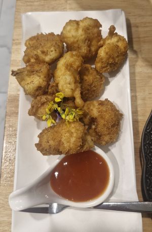 Fried "chicken" (cauliflower) at Began Vegan in Bangkok