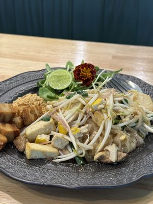Pad Thai- the pork was the highlight   at Began Vegan in Bangkok