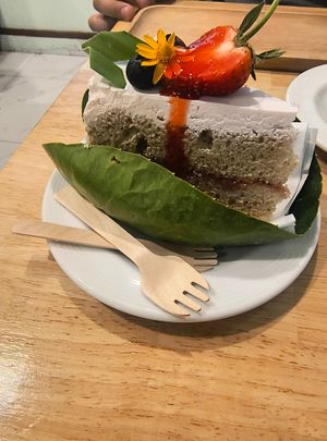 Strawberry vanilla cake at Began Vegan in Bangkok