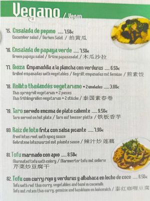 Menú vegano 1/2 at Sawadika in Zaragoza