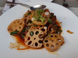 Starter / Spicy lotus root at Sawadika in Zaragoza