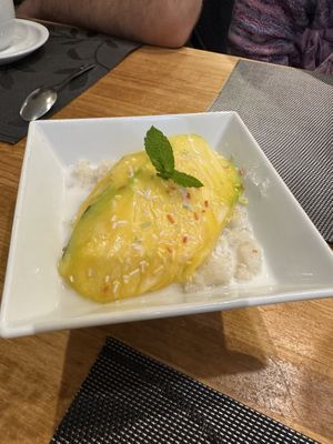 Mango sticky rice  at Sawadika in Zaragoza
