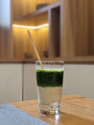 Ice matcha latte at Hvala - Chinatown in Central Singapore