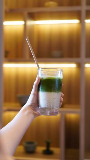 Ice matcha latte (oatly soy milk is the default) at Hvala - Chinatown in Central Singapore