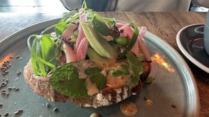 Avo toast  at Brass Monkey in Mildura