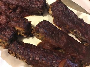 Vegan Ribs with homemade BBQ sauce  at Laura & Tony's Kitchen in Eastham