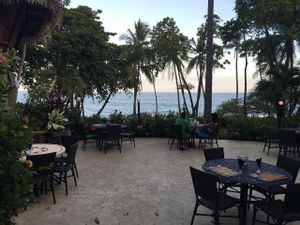 Right on beach at Ylang Ylang Beach Resort Restaurant in Montezuma