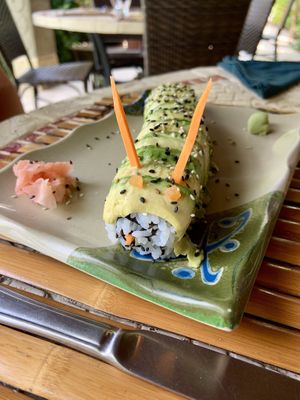 Caterpillar roll at Ylang Ylang Beach Resort Restaurant in Montezuma