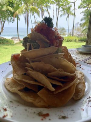 Nachos with a view at Ylang Ylang Beach Resort Restaurant in Montezuma