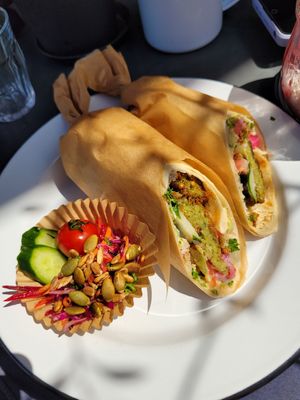 Falafel wrap at Fuel in Yomitan