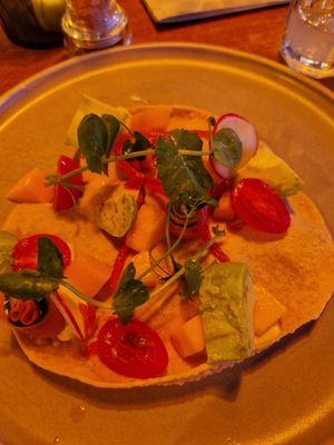 "Gezonde pizza" geveganized voorgerecht at Zoet of Zout in Stellendam