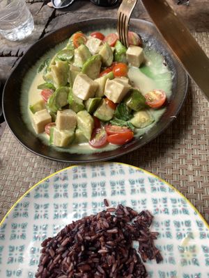 Thai green curry   at The Road Less Travelled in Koh Samui