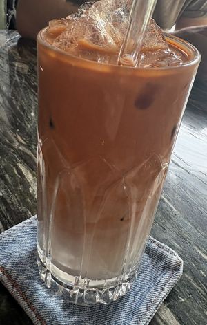 Iced Thai Tea with coconut milkk  at The Road Less Travelled in Koh Samui
