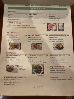 Vegan menu page 1/3  at Shann Cafe  in Chiang Rai