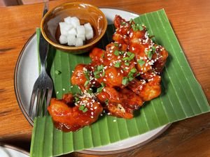 Korean fried cauliflower, 120 baht  at Shann Cafe  in Chiang Rai