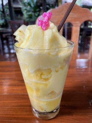 Pineapple smoothie (listed in the drinks menu as pineapple juice), 70 baht  at Shann Cafe  in Chiang Rai