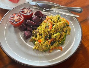Scrambled tofu  at Shann Cafe  in Chiang Rai
