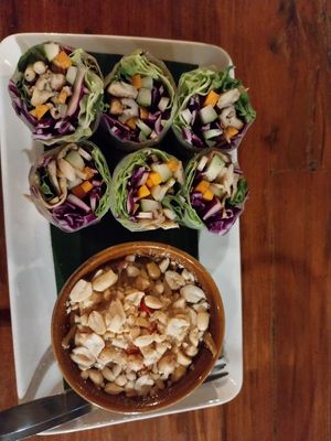 Fresh spring rolls at Shann Cafe  in Chiang Rai