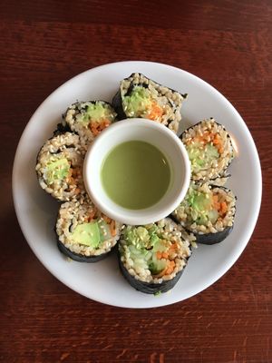 Avocado sushi (expensive) at Vegan Kitchen in Naples