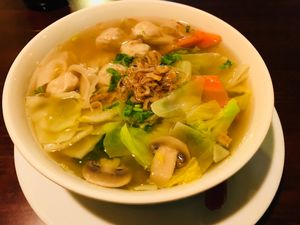 Very yummy wonton soup! at Vegan Kitchen in Naples