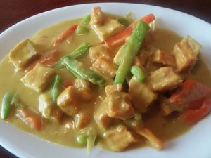 Guru Curry entree (with gluten-free option of no wheat protein) at Vegan Kitchen in Naples