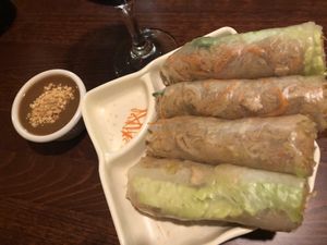 Rice spring rolls at Vegan Kitchen in Naples