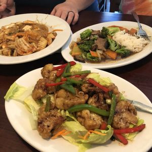 Cauliflower, Curry and Kimchi noodles.  at Vegan Kitchen in Naples