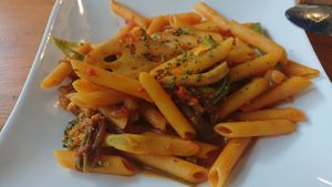 Tomato curry penne NTD210 at Egg Milk Tree 蛋奶樹 in Taipei