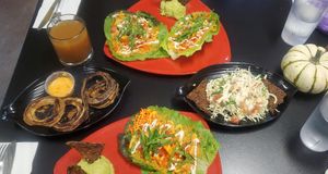 Tacos and alfredo noodles at Rawk Star Cafe and Marketplace in Oldsmar
